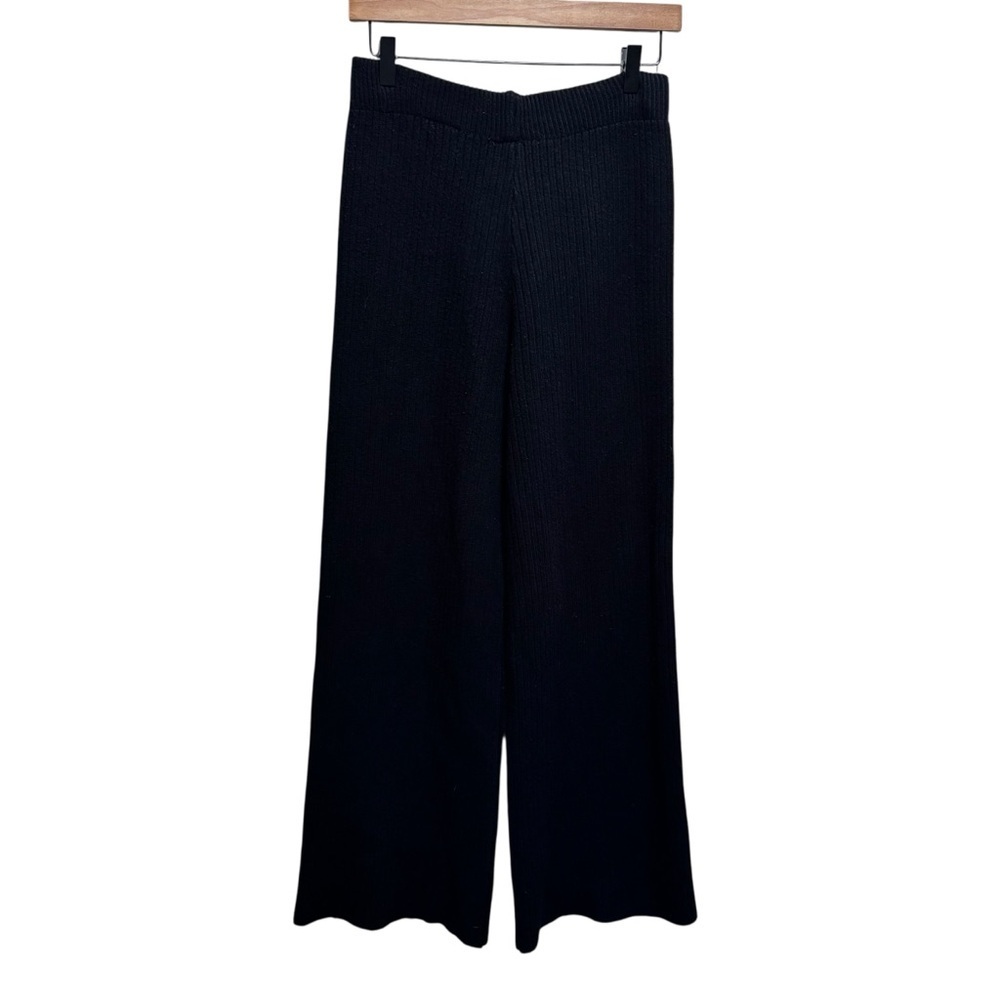 Kate Hewko Black Knit Wide Leg Wool Blend Pants Size Medium Large